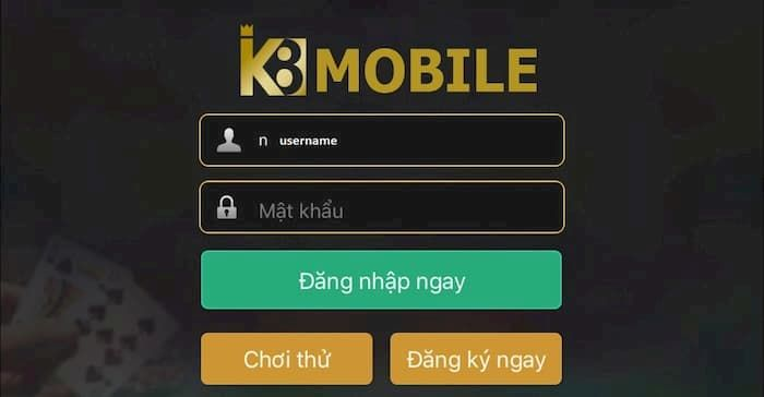 Giao diện đăng nhập app K8